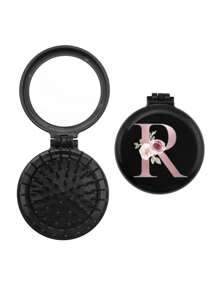 1 件迷你粉色花卉美学图案 26 个字母镜面梳，非常适合作为礼物送给母亲、伴娘、老师、闺蜜和朋友，也是旅行和露营的必备品。圣诞新年专属小礼物。发梳、后梳、造型梳、卷发梳、边缘梳、发梳、梳子、发梳套装、梳子、卷发梳、解结梳、女士发梳、头发、旅行、美发产品、美发工具、美发用品、理发师、理发配件、理发店、美发设备 - 黑色 - 查看 21