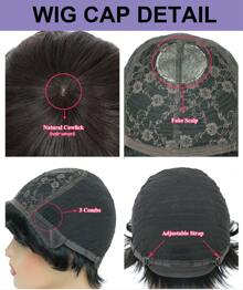 Short Pixie Cut With Fake Scalp Top Human Hair Wigs Short Straight Dark Brown #4/#2 Full Machine Made Human Hair Natural Black Wigs With Bangs For Women Daily Use - S2 - Xem 8