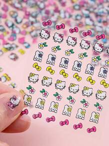 Sanrio 5 hojas de calcomanías de uñas con diseños aleatorios de Hello Kitty, pegatinas 3D de gato Kitty Sanrio, calcomanías de uñas de dibujos animados lindas, decoraciones de arte de uñas para mujeres y niñas (algunas partes pueden ser uñas aleatorias)