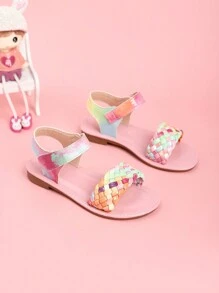 Sweet Fashion Woven Beach Sandals For Girls, Spring/Summer - Pink - View 3