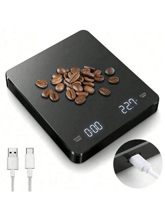  [ 最佳礼物 ] [ 带计时器 ] [ 防水 ] 1 件多功能厨房电子秤数字咖啡秤，高精度厨房烹饪秤，意大利手持咖啡秤