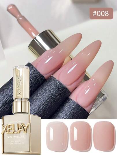 XEIJAYI 1瓶15毫升透明粉色凝胶指甲油，持久耐用，适用于LED/UV灯固化，是美甲沙龙、居家美甲和女士礼物的理想之选。