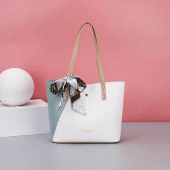 1 pièce Sac fourre-tout, sac à main, sac à épaule, sac de courses en PU à motif de lettre de mode, utilisable de manière décontractée au quotidien