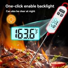 Instant-Read Food Thermometer,2-3 Sec Fast Temp Detection, Magnetic Backlight, One-Button Backlight On, Strong Magnet, Hanging Hook & Clip Design, Versatile Use, Suitable As Holiday Gift