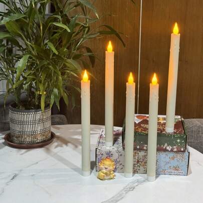 6 件/12 件/24 件逼真假电子 LED 塑料蜡烛，电池供电闪烁锥形蜡烛，适用于生日、婚礼、派对、圣诞节装饰