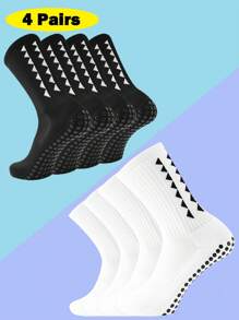 FLSHMCEN 4/10 pares de calcetines de fútbol para hombre con almohadillas antideslizantes para fútbol, baloncesto y otros deportes