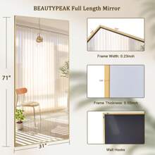 71"" Full Length Mirror Rectangle Floor Mirrors For Standing Leaning Or Hanging Gold