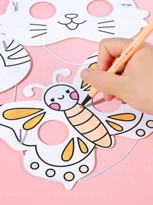 8 piezas Máscaras de papel con temas de animales para colorear manualmente