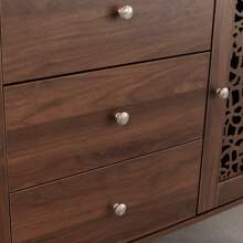 Sideboard Buffet Cabinet With Storage, Bar Liquor Cabinet With Rattan Decorated Doors, Vintage Side Cabinet For Dining Room, Living Room,Hallway - Brown - View 6