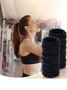 20-100pcs Black Rubber Band Seamless Simple Style Hair Tie Elastic Hair Accessories For Ponytail Bun Braids Women Hair Ties Ponytail Holders Hair Elastics Hair Rubber Bands Scrunchies Hair Rope Elastic Hair Tie, Hair Bobbles