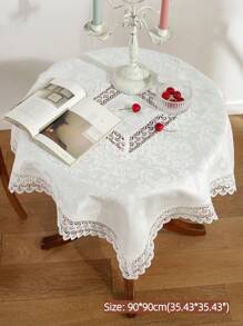 1 件欧式 100% 涤纶面料，带荷叶边装饰桌布，适用于厨房、餐桌、书桌、咖啡桌、梳妆台、梳妆台围巾、家居装饰、餐垫、客厅、卧室、庭院、室内室外、户外家具、露营、别墅、节日、派对、橱柜、家庭聚会、节日装饰、派对和婚礼装饰、清新设计、方形、矩形、派对桌布 - 米色 - 查看 7