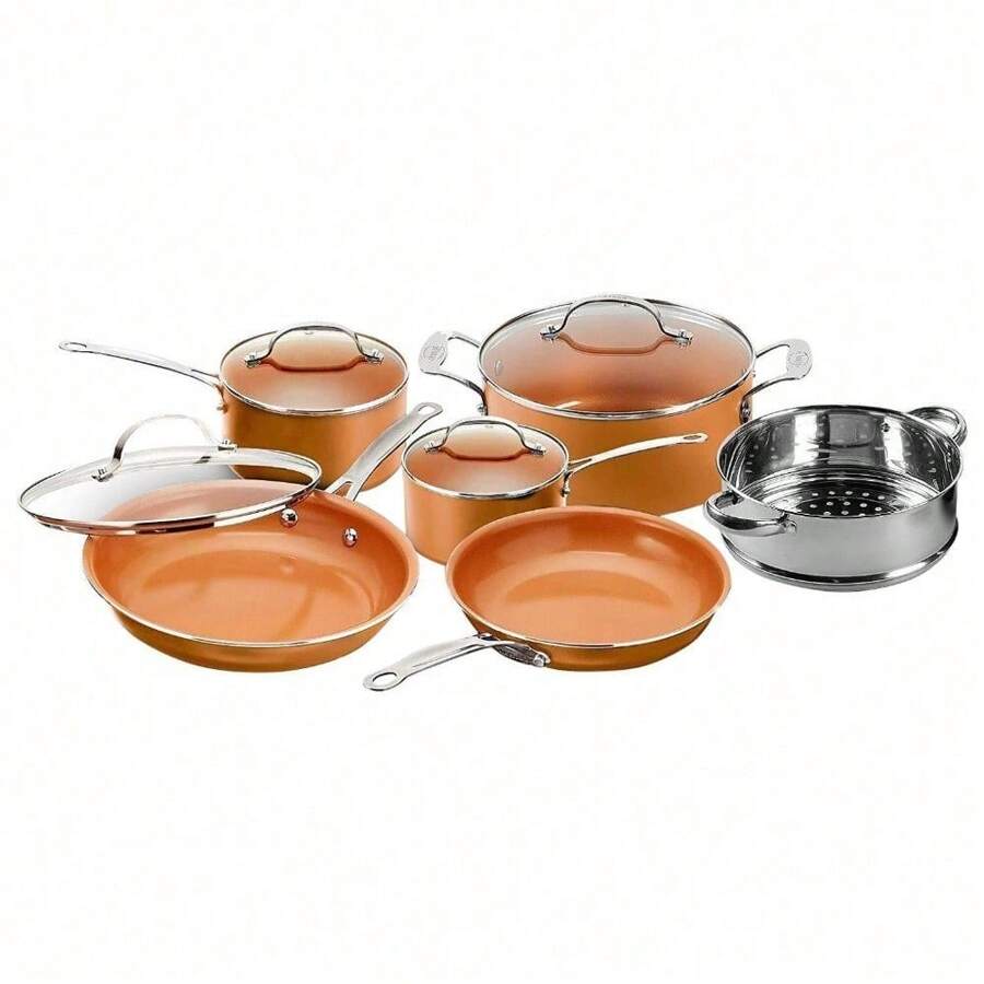 Gotham Steel 10 Piece Ultra Nonstick Ceramic Pots & Pans Kitchen Cookware Set - Copper - View 1