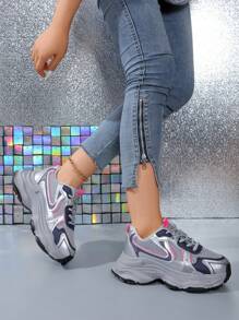 全新女式防滑厚底休闲运动鞋 - 彩色 - 查看 3