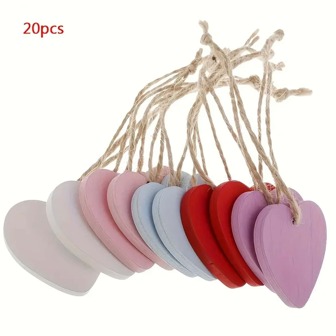 20pcs Mini Wooden Heart Shaped Hangers - Vintage Style Wedding, Birthday & Home Decor Crafts