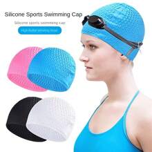 1PC Waterproof Silicone Swim Caps Women Men High Elastic Flexible Protect Ears Hair Swimming Pool Hat For Adults - Multicolor - View 2