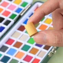 Set de pintura de acuarela sólida de 50/72/90/100/128/168 colores, caja metálica portátil, conjunto de pigmentos para dibujo, bocetos al aire libre, bellas artes, pasatiempo, colores metálicos y fluorescentes, vuelta al colegio, útiles escolares