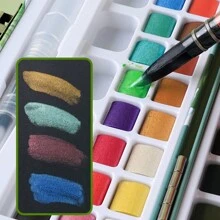 Set de pintura de acuarela sólida de 50/72/90/100/128/168 colores, caja metálica portátil, conjunto de pigmentos para dibujo, bocetos al aire libre, bellas artes, pasatiempo, colores metálicos y fluorescentes, vuelta al colegio, útiles escolares