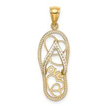 Diamond2Deal 14k Yellow Gold Multi Heart Love Flip-Flop With White Enamel Charm Pendant (L-1.27 Inch,W-0.44 Inch) 1.71 Gram