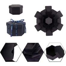 1套黑色 LinTimes 创意DIY惊喜盒爆炸盒相册婚礼六面礼盒DIY礼物生日情人节适合结婚周年庆典爱情周年庆典惊喜礼物的最佳选择 - 彩色 - 查看 6