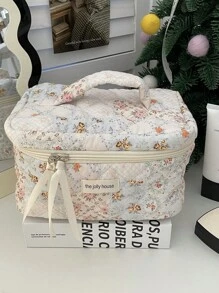 1 pieza/2 piezas Bolsa organizadora de maquillaje, bolsa de maquillaje con estampado vintage bohemio dulce, de poliéster reutilizable y portátil para mujeres para viajes, ideal para cosméticos, cuidado de la piel, perfumes, almacenamiento de brochas de maquillaje, almacenamiento de cosméticos, organizador de perfumes, bolsas de cosméticos para mujeres, adecuada para vacaciones, viajes, fiestas, exteriores, citas, uso doméstico - Multicolor - Ver 14