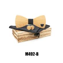 Handcrafted Maple Wooden Bowknot Gift Set - Includes Cufflinks Pocket Square & Gift Box, Perfect For Christmas Gifts, Halloween Decorations, New Year Presents, Weddings, And Party Accessories For Men