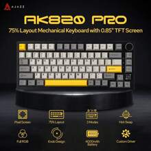 AJAZZ AK820PRO BT/2.4G Wireless/Wired 3-Mode Customizable Mechanical Gaming Keyboard For PC And Laptop. It Features Full-Key Hotkeys, Replaceable PBT Keycaps, 75% Layout, Supports Universal RGB Lighting Effects And Multiple Keycap Options. This Keyboard Is Designed For Office, Gaming And Esports. - Multicolor - View 3