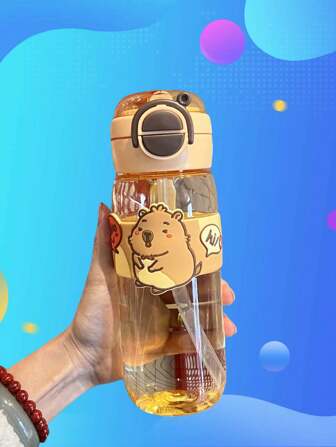 Portable Shockproof Plastic Straw Cup, Korean Version, Minimalist & Cute Style, Heatproof, For Students & Women, Summer