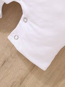 Summer Baby Boy Girl Father's Day Casual Cute Letter Print Round Neck Short Sleeve Jumpsuit Crawler - White - View 5