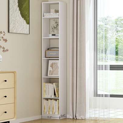 Bücherregal, Bücherschrank, Würfelregal, Modernes offenes Regal aus Holz, Aufbewahrungsregale und Präsentationsregale für Wohnzimmer, Home Office, Schlafzimmer, 6-Tier, Weiß