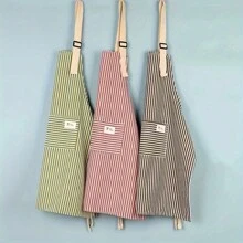 1 Delantal de lino universal anti-manchas para restaurante, cafetería, camarero y uso doméstico en la cocina - Suministros de limpieza para cocina doméstica y comercial, con estilo y práctica. Exquisito diseño a rayas que resalta la calidad de vida. Correa ajustable en el hombro para adaptarse a diferentes necesidades corporales. Ya sea un cocinero en casa o un chef profesional, puede hacerte lucir elegante