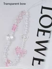 1 Stück süße klare Kristall Schleifen Handytasche Anhänger, künstlicher Kristall Anhänger als Taschenzubehör, süßer künstlicher Kristall Perlen Schlüsselanhänger Armband, Retro Charm Geldbörse Tasche Rucksack Auto Charm für Frauen und Mädchen, klarer Kristall Anhänger als geeignetes Geschenk für Freunde, Verwandte, Liebhaber, Mütter, Familie, Freunde, Geburtstag, Feiertage, Handyanhänger, Handykette