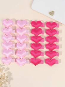24 peças de grampos de cabelo de coração de dia dos namorados para mulheres, grampos de compressão de veludo para meninas, acessórios de cabelo fofos para jogos de família com tema de amor de irmã