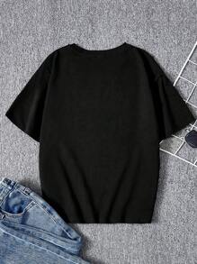 青少年男孩标语印花圆领 T 恤 春夏男孩休闲 T 恤 柔软上衣