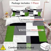 Bộ 3 vỏ chăn họa tiết kẻ caro xanh đen xám (1 vỏ chăn + 2 vỏ gối, không có lõi), trang trí phòng ngủ họa tiết thời trang, bộ chăn ga mềm mại và thoải mái - Nhiều màu - Xem 7