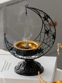 1pc Crescent Shaped Metal Candle Holder, Rama Holiday Candle Holder, Light Luxury Romantic Wedding And Rama Decoration Candle Cup, Rama Home Decoration, 3D Moon Candle Cup, Bedroom And Living Room Decoration Decoration E-I-D - Many - View 6