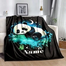 1PC Personalized Blanket Custom Name Printed Blanket Cute Sleeping Animal Panda Blanket Your Name Printed On It Soft And Warm Memorable Moments Blanket Great Holiday Gift For Families