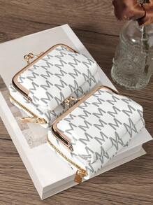 SOUTHLAND&KANGAROO 咖啡色女士复古钱包短款 PU 皮革 S 拉链和搭扣多功能大容量包零钱卡夹轻便时尚现代商务拉链信用卡商务休闲教师节教师礼物周年纪念生日礼物女士白领女士钱包钱包小钱包 - 白色 - 查看 4