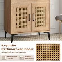 Mueble bar de café con cajón de almacenamiento de tablero perforado y estante ajustable Aparador tipo buffet - Roble - Ver 6