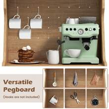 Mueble bar de café con cajón de almacenamiento de tablero perforado y estante ajustable Aparador tipo buffet - Roble - Ver 8