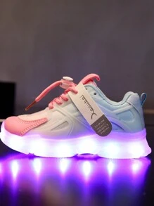 GUANGLAN USB充電式LED光鞋閃光兒童鞋，小童大童男女鬼冬日常運動鞋，春秋皮革鞋帶鞋燈，街舞鞋嬰兒鞋夜跑燈