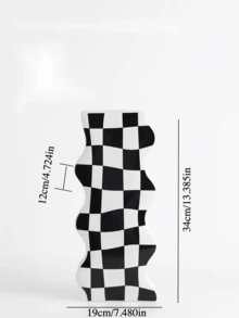 1pc/Memphis Checkerboard Ceramic Vase Soft Home Decoration Ornaments (Random Packaging And Delivery) - Multicolor - View 6