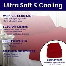 Egyptian Softness Ultra Soft Cooling 2200 Series Double-Brushed Deep Pocket Microfiber 6 Piece  Bed Sheets Set - Màu Đỏ Sâu - Xem 7