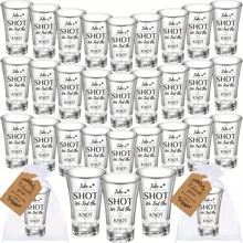 30 件婚礼小酒杯，供宾客使用，亚克力婚礼礼品套装 1.2 盎司，配有 Take A Shot We Tied The Knot 标签、感谢标签和欧根纱袋，适用于复活节、复活节装饰、婚礼、婚礼用品、生日装饰、毕业装饰、婚礼、单身派对、派对礼品、毕业装饰、伴娘礼物、圣诞节 - 彩色 - 查看 1