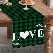 1PC Buffalo Plaid Table Runner, Seasonal St. Patrick's Holiday Kitchen Table Runner For Home Party Decoration - Green - View 3