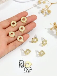 8 piezas Accesorios de joyería DIY de pendientes de flor de aleación con estilo coreano, componentes de pendientes para San Valentín