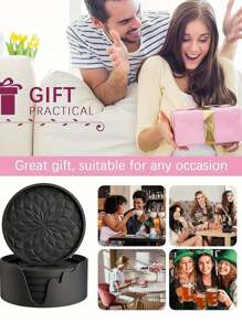 6pcs/Set Thick Solid Color Minimalist Silicone Round Coasters, Heat Insulation Non-Slip Mats With Base For Cups, Coffee Mugs, Suitable For Kitchen, Dining Table, Restaurant, Picnic, Holiday Party, Birthday Party