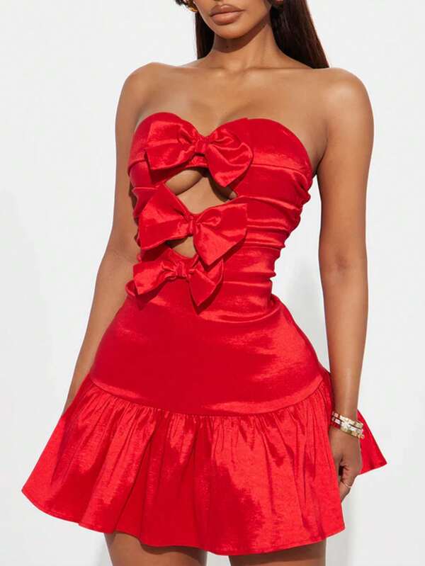 New Fashionable Sexy Bow Decor Women Dress