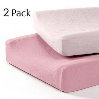 2 Packs Muslin Changing Pad Cover, Baby Diaper Changing Table Covers,Baby Muslin Changing Table Cover For Boys Girls, Fits Standard Size Changing Pads,32"X16"X4"