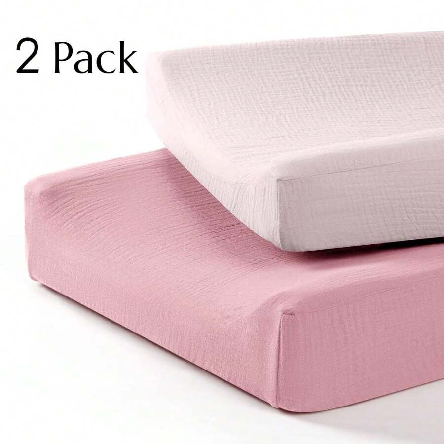 2 Packs Muslin Changing Pad Cover, Baby Diaper Changing Table Covers,Baby Muslin Changing Table Cover For Boys Girls, Fits Standard Size Changing Pads,32"X16"X4" - Multicolor - View 1