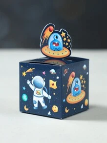24 pièces Boîte-cadeau en papier imprimé d'astronaute, boîte d'emballage cadeau mignonne de dessin animé pour fête d'anniversaire, mariage, baby shower